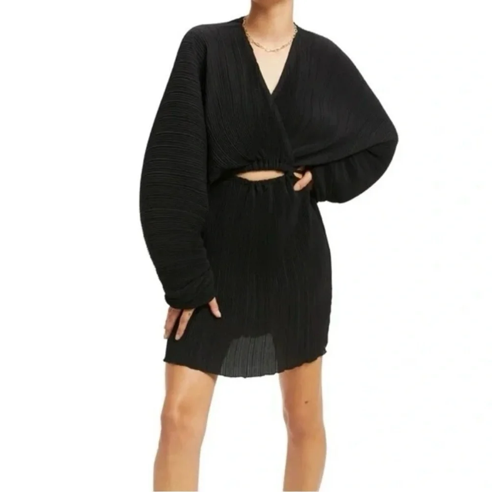 NWT Good American Always Fits Plissé Mini Dress in Black, Size 3/4 (Large/XL) - Picture 11 of 12